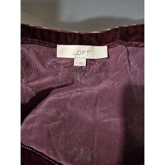 Velvet Burgundy Top Womens XL By LOFT cottage core granny core - Picture 5 of 5